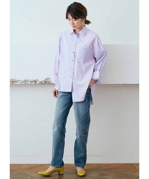 MEDE19F(メデジュウキュウ)の「MEDE19F ミックスストライプシャツ(シャツ/ブラウス・レディース・ブルー/ライトパープル・MEDIUM/LARGE/X-LARGE/XX-LARGE)」の7枚目の写真