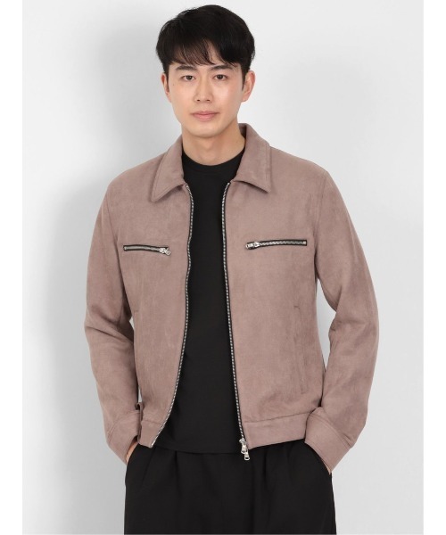 semantic design（セマンティックデザイン）の「【起毛 ストレッチ】セマンティックデザイン シャツライダース（ライダースジャケット・メンズ・ベージュ/アイボリー・LARGE/MEDIUM/X-LARGE/S）」の2枚目の写真