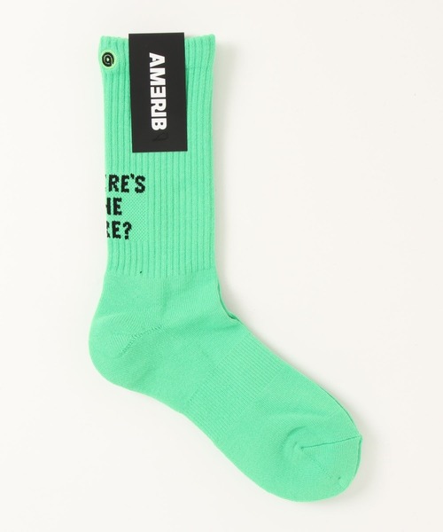 niko and...（ニコアンド）の「【AMERIB(アメリブ)】ヒールロゴロングソックス（ソックス/靴下・メンズ・ホワイト/イエロー/グリーン/ブラック/アイボリー・FREE）」の6枚目の写真