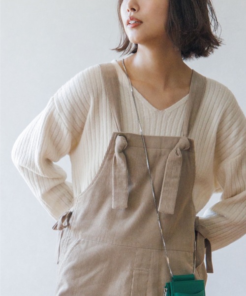 THE SHOP TK （ザ ショップ ティーケー ）の「◆【あったか/顔回りスッキリ】メランジ調リブVニット（ニット/セーター・レディース・アイボリー/黄緑系/ネイビー/ベージュ・12/13）」の2枚目の写真