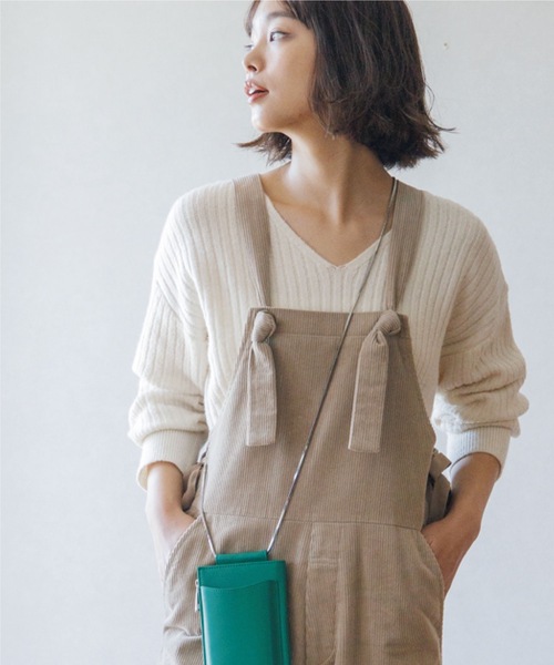 THE SHOP TK （ザ ショップ ティーケー ）の「◆【あったか/顔回りスッキリ】メランジ調リブVニット（ニット/セーター・レディース・アイボリー/黄緑系/ネイビー/ベージュ・12/13）」の5枚目の写真