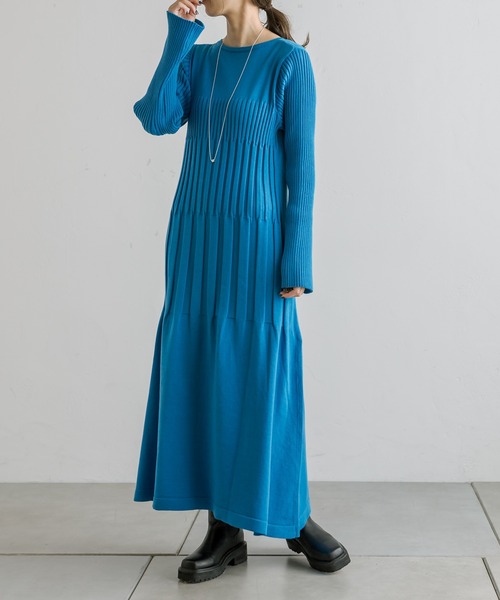 mystic（ミスティック）の「【サイズ展開あり】ティアードリブニットワンピース（ワンピース・レディース・ブルー/ブラック/ライトグレー・1/2）」の11枚目の写真