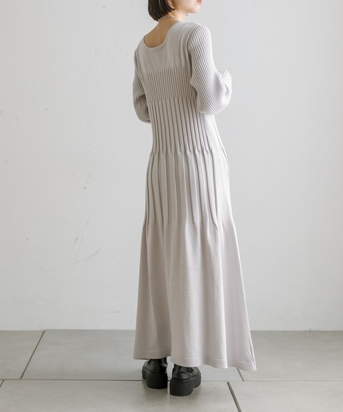 セール】【サイズ展開あり】ティアードリブニットワンピース