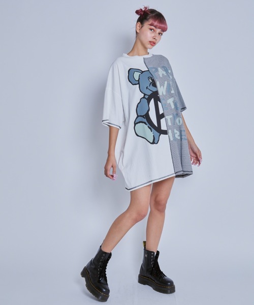 Candy Stripper(キャンディストリッパー)の「ANARCHY BEAR SWITCHED BIG Tシャツ(Tシャツ/カットソー・レディース・オフホワイト/カーキ/ブラック・2)」の9枚目の写真