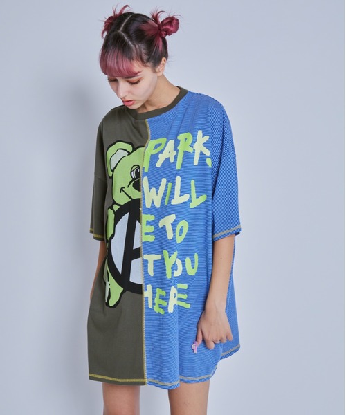 Candy Stripper(キャンディストリッパー)の「ANARCHY BEAR SWITCHED BIG Tシャツ(Tシャツ/カットソー・レディース・オフホワイト/カーキ/ブラック・2)」の4枚目の写真