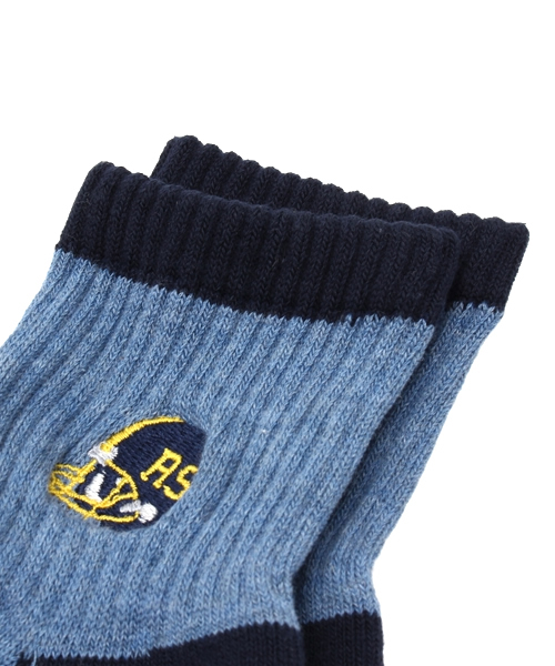 ROSTER・INFIELDER DESIGN（ロスターインフィールダーデザイン）の「日本製 ユニセックス ロスターソックス アメフトロゴ ROSTER SOX FOOTBALL（ソックス/靴下・レディース・ホワイト/グレー/ブルー・24cm/27cm）」の6枚目の写真