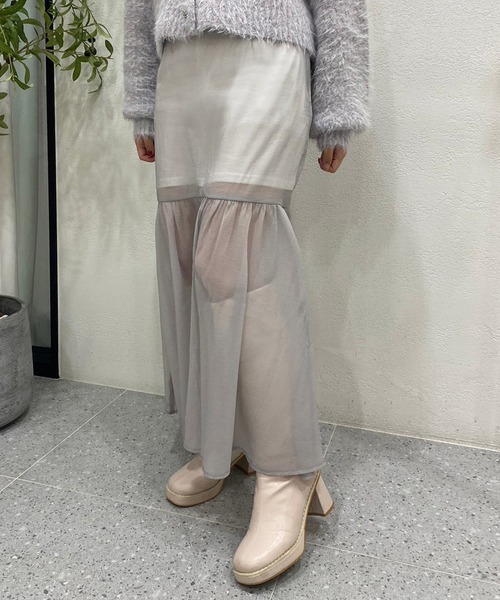 one after another NICE CLAUP(ワンアフターアナザーナイスクラップ)の「マーメイドシアースカート 2023SS(スカート・レディース・ブラック/グレー/アイボリー/イエロー・FREE)」の17枚目の写真