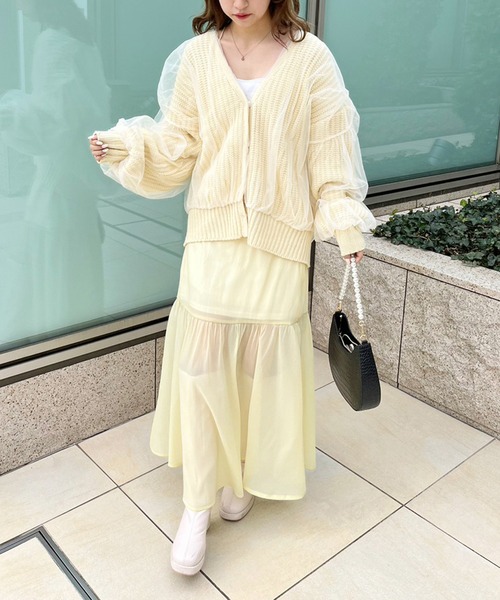 one after another NICE CLAUP(ワンアフターアナザーナイスクラップ)の「マーメイドシアースカート 2023SS(スカート・レディース・ブラック/グレー/アイボリー/イエロー・FREE)」の22枚目の写真