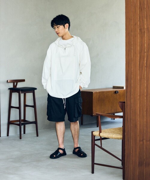 HINSON（ヒンソン）の「HINSON/ヒンソン 別注 アノラックパーカー/ハーフジッププルオーバー（ブルゾン・メンズ・オレンジ/オリーブ/オフホワイト・LARGE/MEDIUM）」の6枚目の写真