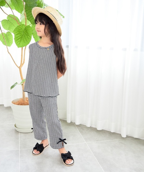 MAKE YOUR DAY（メイクユアデイ）の「ギンガムチェック9分丈ワイドパンツ■80～140cm（その他パンツ・キッズ・ブラック/グリーン・90/130/140/100/120/110/80）」の6枚目の写真