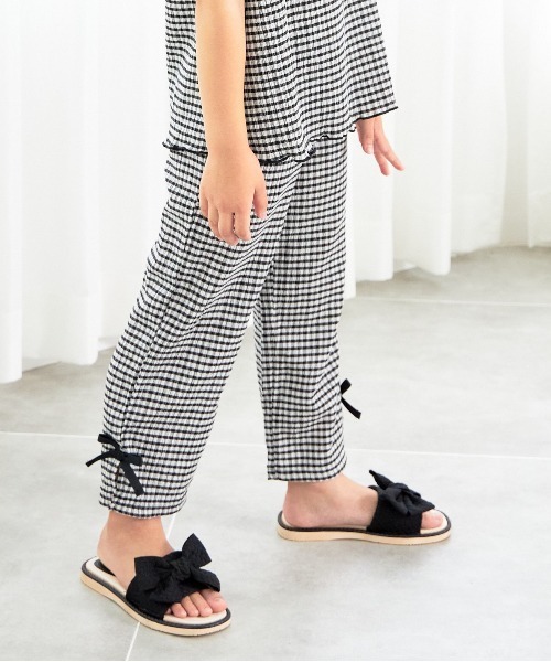 MAKE YOUR DAY（メイクユアデイ）の「ギンガムチェック9分丈ワイドパンツ■80～140cm（その他パンツ・キッズ・ブラック/グリーン・90/130/140/100/120/110/80）」の3枚目の写真