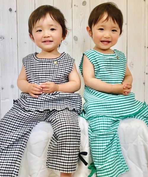 MAKE YOUR DAY（メイクユアデイ）の「ギンガムチェック9分丈ワイドパンツ■80～140cm（その他パンツ・キッズ・ブラック/グリーン・90/130/140/100/120/110/80）」の16枚目の写真