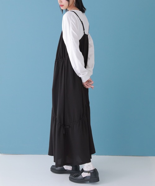 osharewalker(オシャレウォーカー)の「【廃盤】『ドロストギャザーキャミワンピース』(ワンピース・レディース・ブラック/モカ/グリーン・1/2)」の7枚目の写真