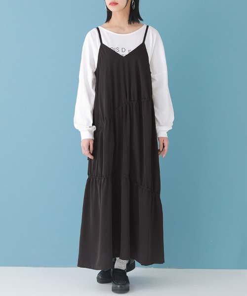 osharewalker(オシャレウォーカー)の「【廃盤】『ドロストギャザーキャミワンピース』(ワンピース・レディース・ブラック/モカ/グリーン・1/2)」の8枚目の写真