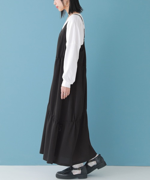 osharewalker(オシャレウォーカー)の「【廃盤】『ドロストギャザーキャミワンピース』(ワンピース・レディース・ブラック/モカ/グリーン・1/2)」の9枚目の写真