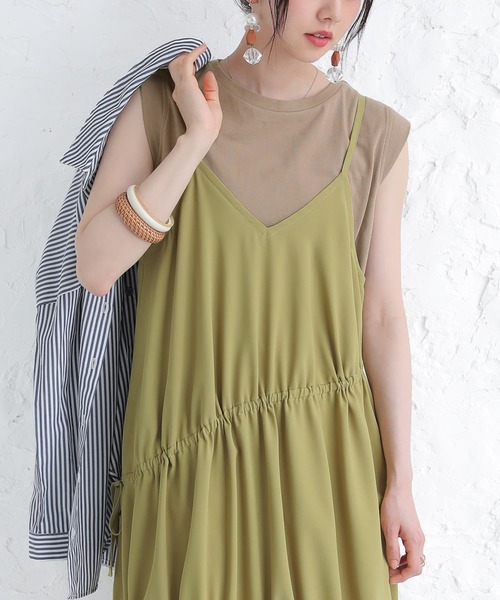 osharewalker(オシャレウォーカー)の「【廃盤】『ドロストギャザーキャミワンピース』(ワンピース・レディース・ブラック/モカ/グリーン・1/2)」の16枚目の写真