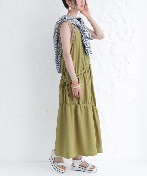 osharewalker(オシャレウォーカー)の「【廃盤】『ドロストギャザーキャミワンピース』(ワンピース・レディース・ブラック/モカ/グリーン・1/2)」の14枚目の写真