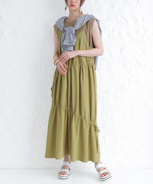 osharewalker(オシャレウォーカー)の「【廃盤】『ドロストギャザーキャミワンピース』(ワンピース・レディース・ブラック/モカ/グリーン・1/2)」の15枚目の写真