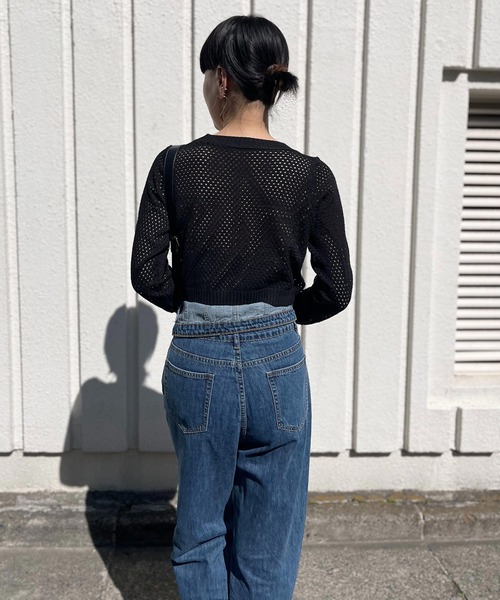 Jewelobe(ジュエローブ)の「透かし編みショートニットプルオーバー(ニット/セーター・レディース・ホワイト/ブラック/カーキ/ベージュ・FREE)」の8枚目の写真