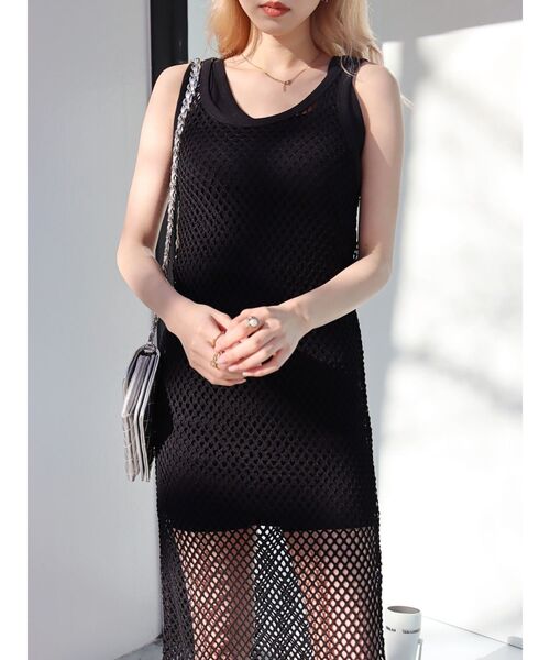 EVRIS(エヴリス)の「メッシュロングワンピース(ワンピース・レディース・ブラック/ホワイト/グリーン/オレンジ・FREE)」の5枚目の写真