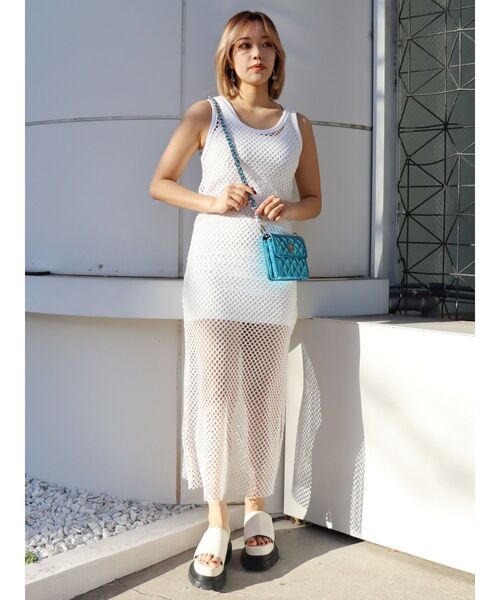 EVRIS(エヴリス)の「メッシュロングワンピース(ワンピース・レディース・ブラック/ホワイト/グリーン/オレンジ・FREE)」の18枚目の写真