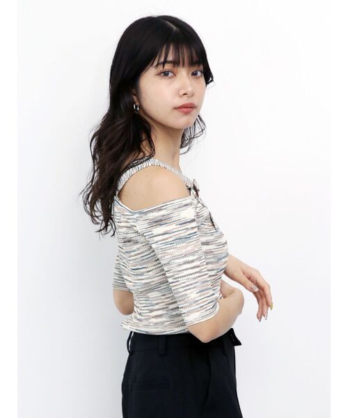 MURUA(ムルーア)の「カッティングハーフスリーブニット(ニット/セーター・レディース・ダークグレー/ネイビー/クリーム・FREE)」の14枚目の写真