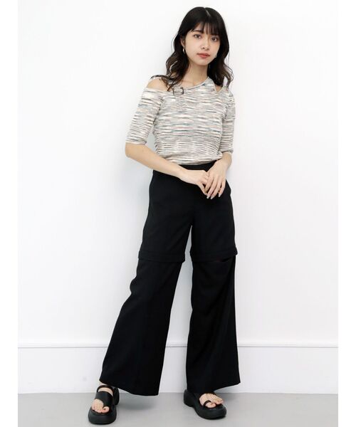 MURUA(ムルーア)の「カッティングハーフスリーブニット(ニット/セーター・レディース・ダークグレー/ネイビー/クリーム・FREE)」の10枚目の写真