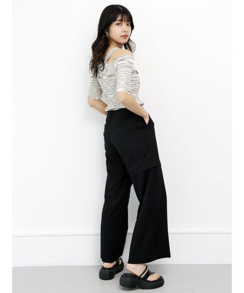 MURUA(ムルーア)の「カッティングハーフスリーブニット(ニット/セーター・レディース・ダークグレー/ネイビー/クリーム・FREE)」の4枚目の写真