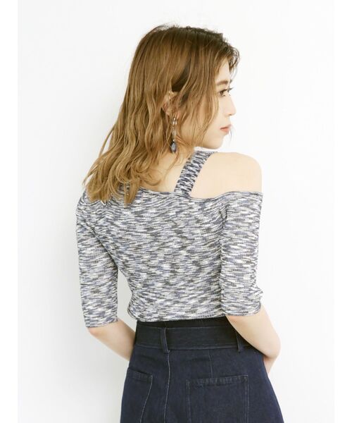 MURUA(ムルーア)の「カッティングハーフスリーブニット(ニット/セーター・レディース・ダークグレー/ネイビー/クリーム・FREE)」の6枚目の写真