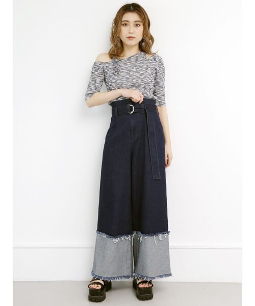 MURUA(ムルーア)の「カッティングハーフスリーブニット(ニット/セーター・レディース・ダークグレー/ネイビー/クリーム・FREE)」の12枚目の写真