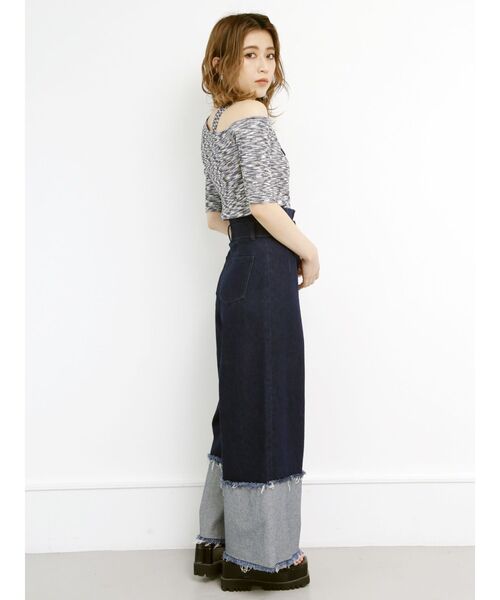 MURUA(ムルーア)の「カッティングハーフスリーブニット(ニット/セーター・レディース・ダークグレー/ネイビー/クリーム・FREE)」の9枚目の写真