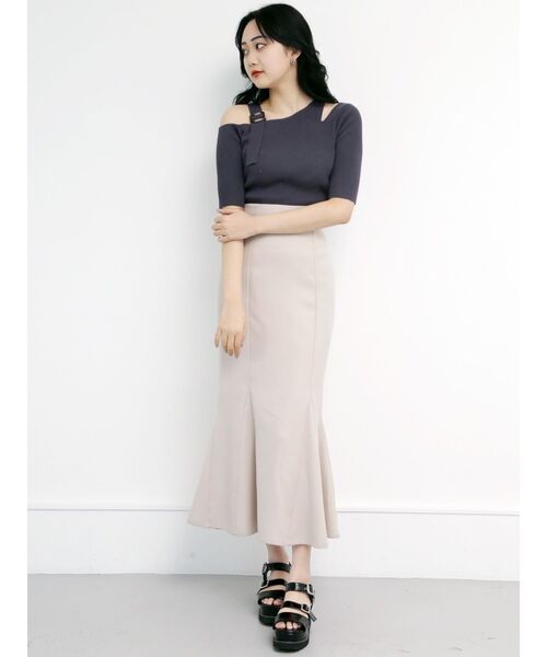 MURUA(ムルーア)の「カッティングハーフスリーブニット(ニット/セーター・レディース・ダークグレー/ネイビー/クリーム・FREE)」の17枚目の写真