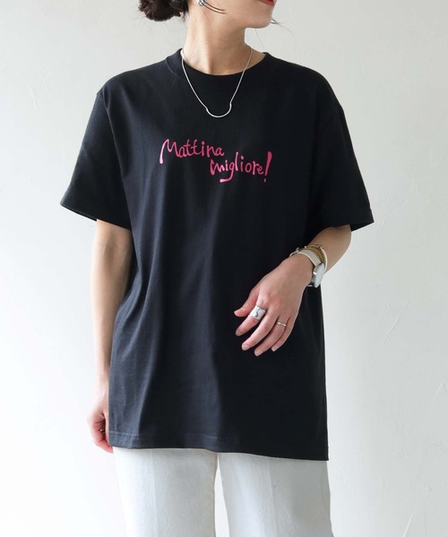 HER CLOSET（ハークローゼット）の「【shemoshelly】WEB限定MattinaロゴTシャツ（Tシャツ/カットソー・レディース・ブラック/ライトグリーン/ホワイト/ライトイエロー・M/S/L）」の19枚目の写真