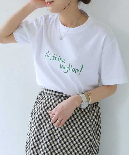 HER CLOSET（ハークローゼット）の「【shemoshelly】WEB限定MattinaロゴTシャツ（Tシャツ/カットソー・レディース・ブラック/ライトグリーン/ホワイト/ライトイエロー・M/S/L）」の6枚目の写真