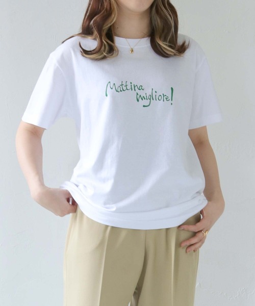 HER CLOSET（ハークローゼット）の「【shemoshelly】WEB限定MattinaロゴTシャツ（Tシャツ/カットソー・レディース・ブラック/ライトグリーン/ホワイト/ライトイエロー・M/S/L）」の5枚目の写真