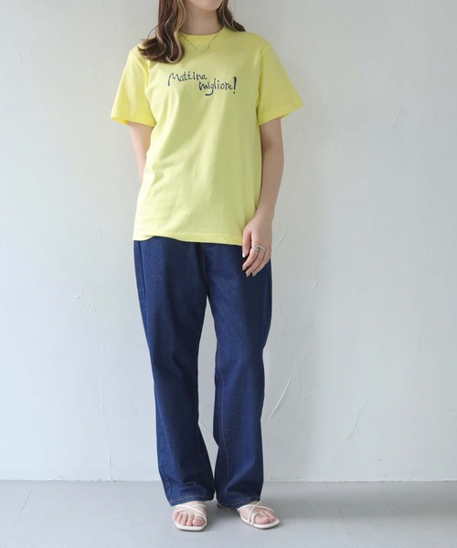 HER CLOSET（ハークローゼット）の「【shemoshelly】WEB限定MattinaロゴTシャツ（Tシャツ/カットソー・レディース・ブラック/ライトグリーン/ホワイト/ライトイエロー・M/S/L）」の9枚目の写真