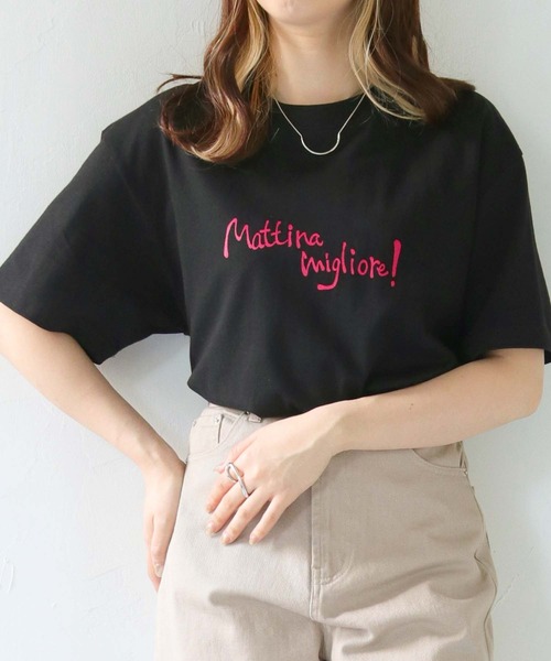 HER CLOSET（ハークローゼット）の「【shemoshelly】WEB限定MattinaロゴTシャツ（Tシャツ/カットソー・レディース・ブラック/ライトグリーン/ホワイト/ライトイエロー・M/S/L）」の7枚目の写真