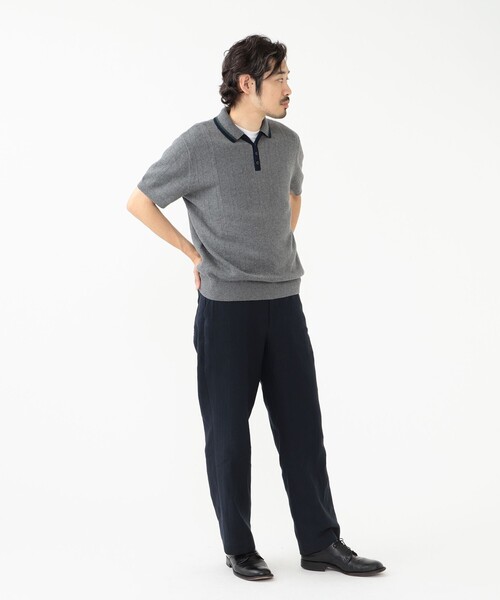 BEAMS PLUS(ビームスプラス)の「BEAMS PLUS / リネン コットン スキッパー ニット ポロシャツ(ポロシャツ・メンズ・グレー/ネイビー・S/M/L/XL)」の4枚目の写真