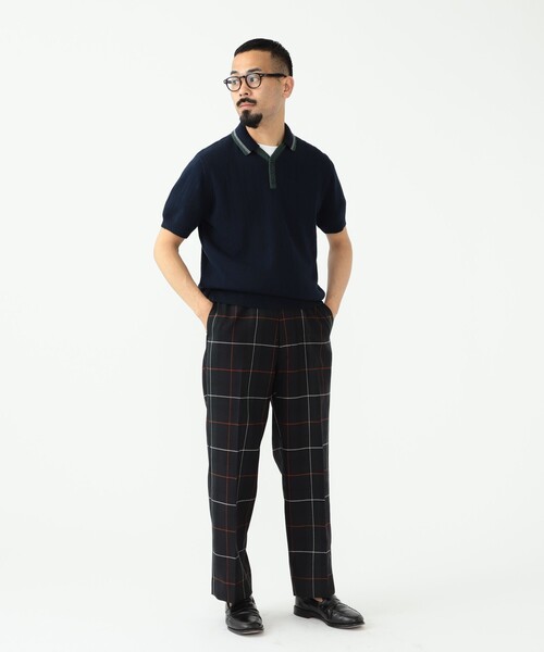 BEAMS PLUS(ビームスプラス)の「BEAMS PLUS / リネン コットン スキッパー ニット ポロシャツ(ポロシャツ・メンズ・グレー/ネイビー・S/M/L/XL)」の6枚目の写真