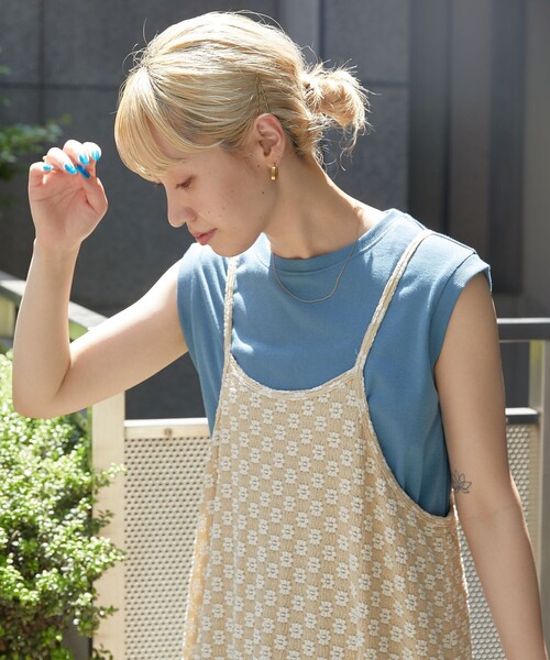 FREAK'S STORE(フリークスストア)の「【限定展開】MINT ノースリーブTシャツ(抗菌防臭・接触冷感)(Tシャツ/カットソー・レディース・ブルー/オフホワイト/ブラック/ピンク/グリーン/パープル・MEDIUM/SMALL/LARGE)」の5枚目の写真