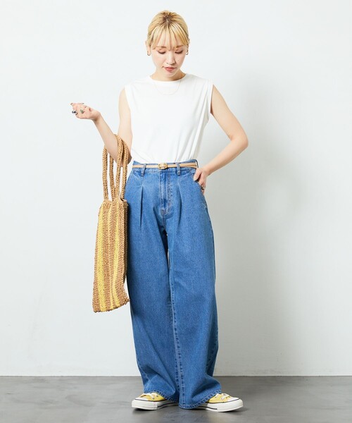 FREAK'S STORE(フリークスストア)の「【限定展開】MINT ノースリーブTシャツ(抗菌防臭・接触冷感)(Tシャツ/カットソー・レディース・ブルー/オフホワイト/ブラック/ピンク/グリーン/パープル・MEDIUM/SMALL/LARGE)」の7枚目の写真