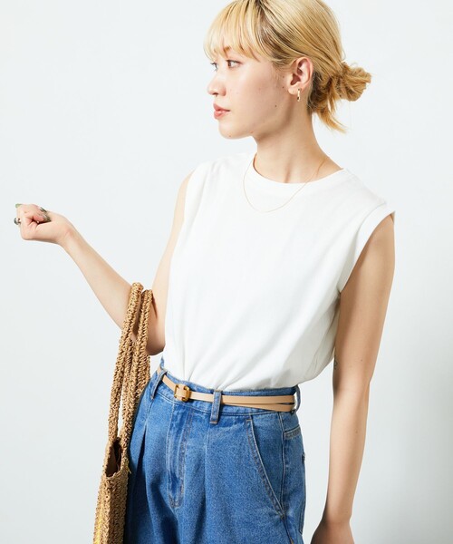 FREAK'S STORE(フリークスストア)の「【限定展開】MINT ノースリーブTシャツ(抗菌防臭・接触冷感)(Tシャツ/カットソー・レディース・ブルー/オフホワイト/ブラック/ピンク/グリーン/パープル・MEDIUM/SMALL/LARGE)」の12枚目の写真