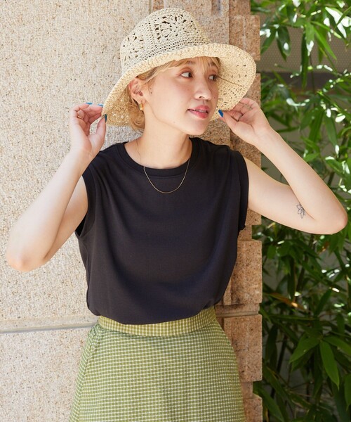 FREAK'S STORE(フリークスストア)の「【限定展開】MINT ノースリーブTシャツ(抗菌防臭・接触冷感)(Tシャツ/カットソー・レディース・ブルー/オフホワイト/ブラック/ピンク/グリーン/パープル・MEDIUM/SMALL/LARGE)」の13枚目の写真