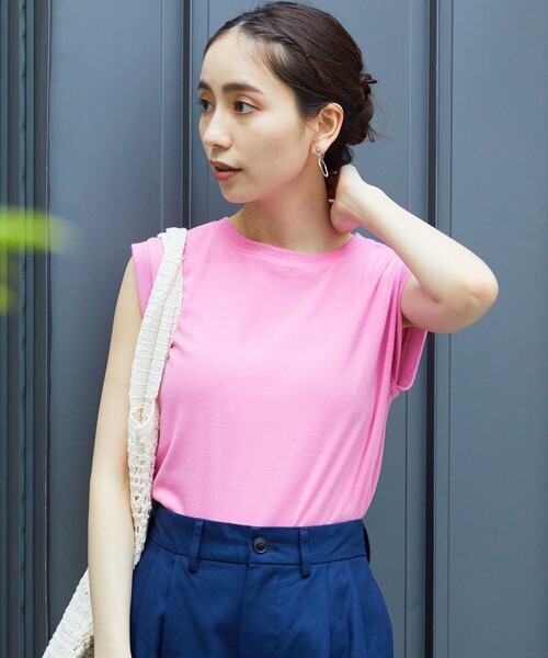 FREAK'S STORE(フリークスストア)の「【限定展開】MINT ノースリーブTシャツ(抗菌防臭・接触冷感)(Tシャツ/カットソー・レディース・ブルー/オフホワイト/ブラック/ピンク/グリーン/パープル・MEDIUM/SMALL/LARGE)」の17枚目の写真
