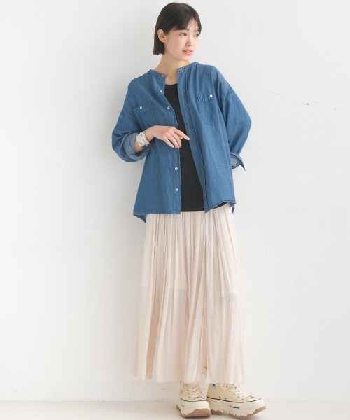 OMNES（オムネス）の「ユニセックスシャンブレーバンドカラーシャツ（シャツ/ブラウス・レディース・インディゴブルー/ブルー系その他・LARGE/MEDIUM/XX-LARGE/X-LARGE）」の21枚目の写真