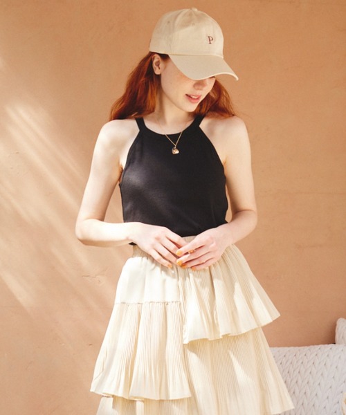 paravion（パラビオン）の「【カップ付きで楽ちん】ホルターネックタンク（タンクトップ・レディース・ブラック/アイボリー/オレンジ・FREE）」の2枚目の写真