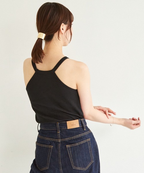 paravion（パラビオン）の「【カップ付きで楽ちん】ホルターネックタンク（タンクトップ・レディース・ブラック/アイボリー/オレンジ・FREE）」の9枚目の写真