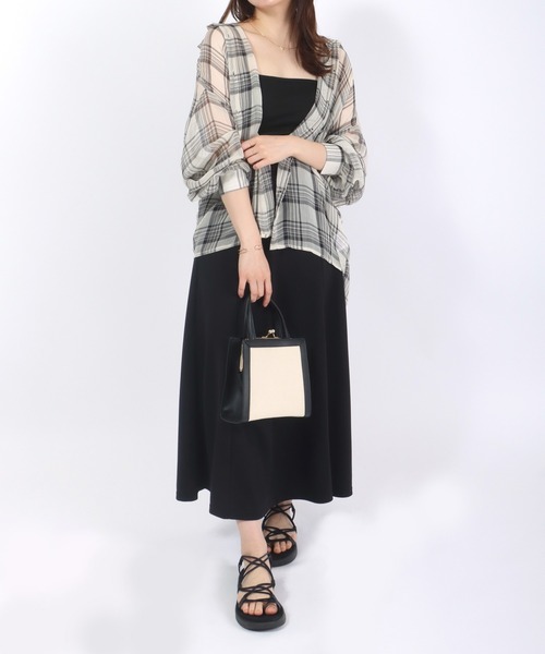 Salong hameu(サロン ハミュー)の「チェック柄シアーシースルーシフォンシャツブラウス レディース(シャツ/ブラウス・レディース・ブラック/アイボリー・M/L)」の18枚目の写真