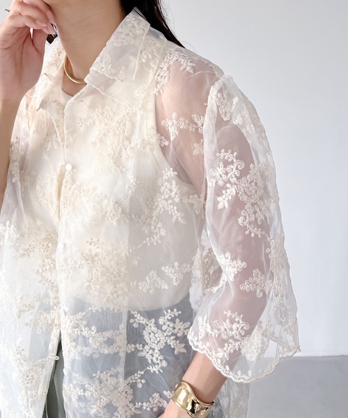 MYMOOD.（マイムード）の「シアー刺繍パフスリーブブラウス（シャツ/ブラウス・レディース・アイボリー・FREE）」の15枚目の写真