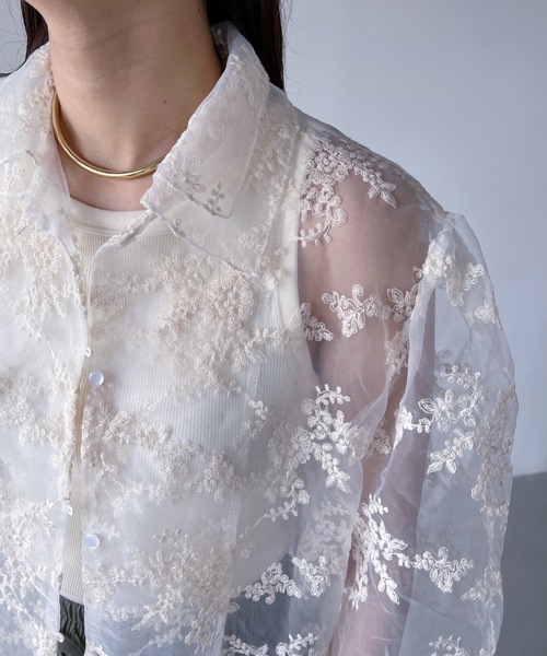 MYMOOD.（マイムード）の「シアー刺繍パフスリーブブラウス（シャツ/ブラウス・レディース・アイボリー・FREE）」の22枚目の写真